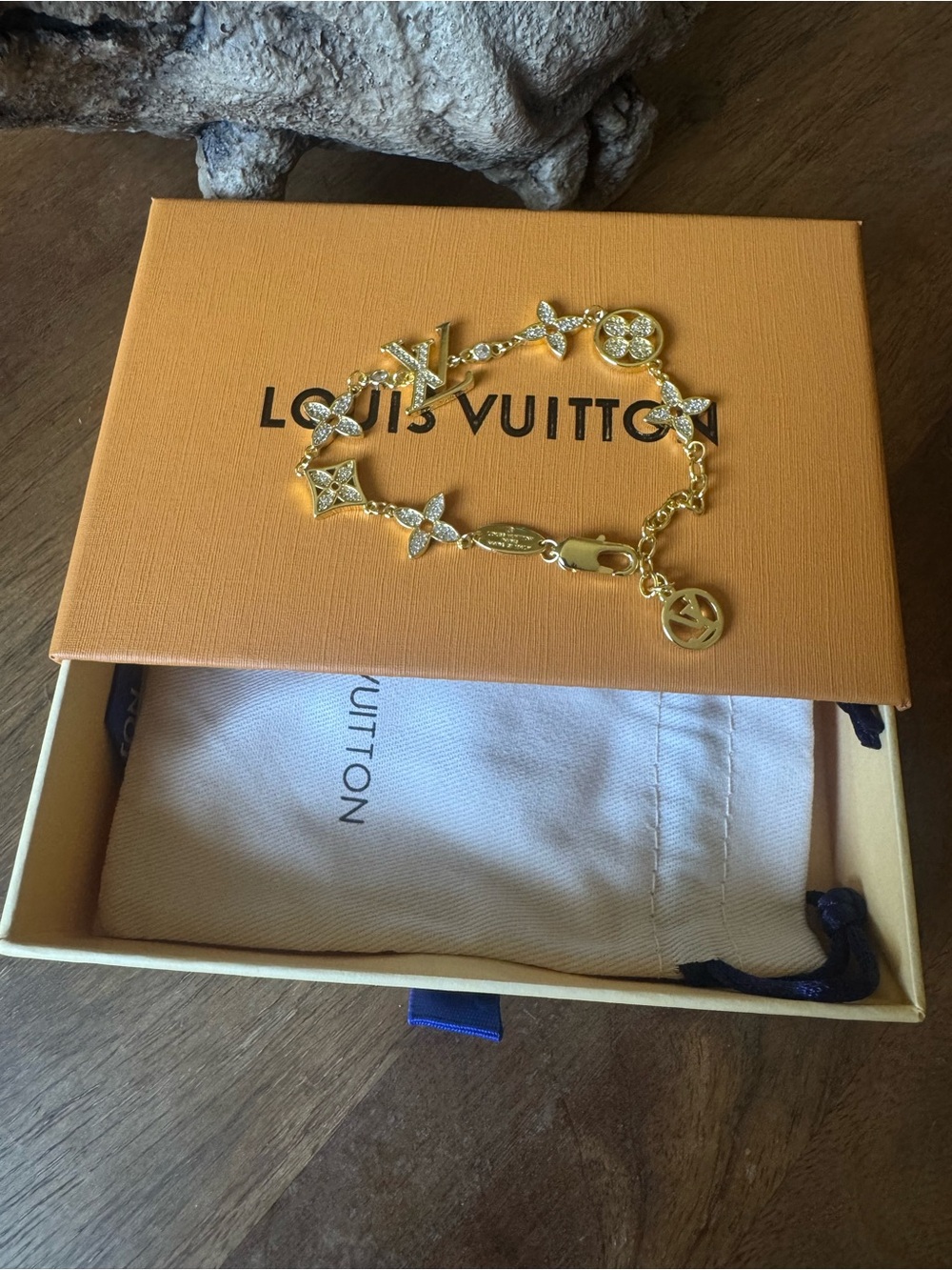 Louis Vuitton Gold Charm Bracelet with Monogram Motifs - Picture 12 of 13